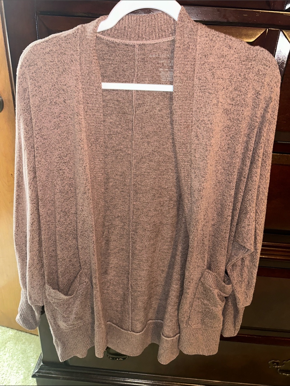American Eagle Outfitters Open-Front Cardigan Sweater - Mauve Brown